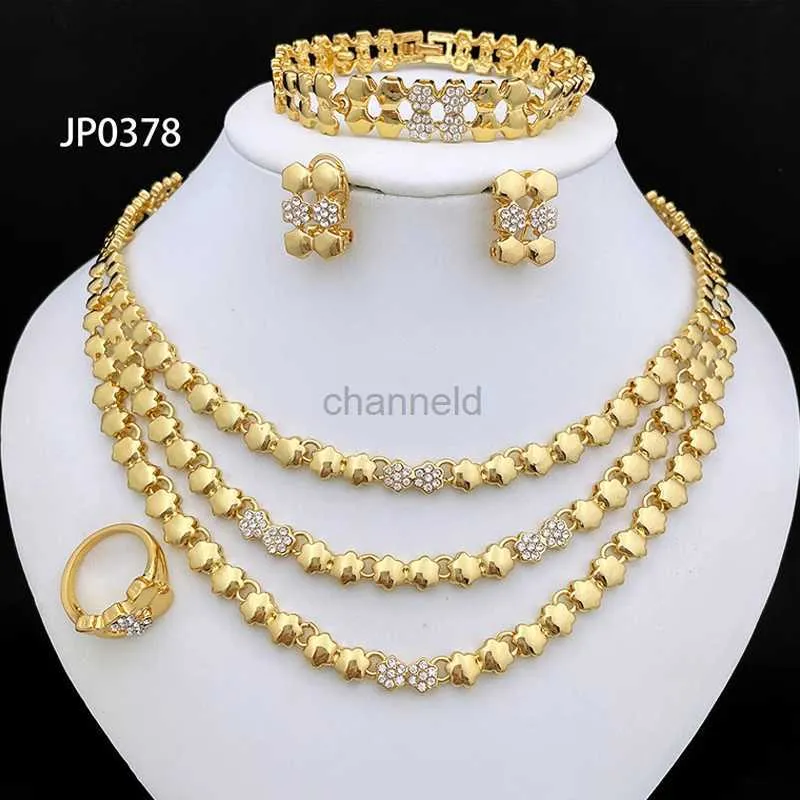 Armreif Modeschmuck Goldschmuckset Farbe Halskette und Ohrring-Sets für Frauen Bijoux de Mode Teams de Bijoux 240319