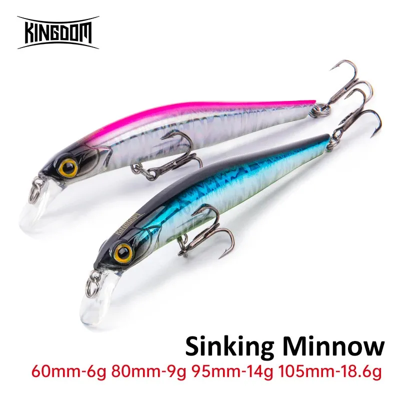 Kingdom Jerk Bait Lure 80mm Sinking Minnow Fishing Lures 60mm Artificial Hard 105mm Wobblers Fish Lures For 240313