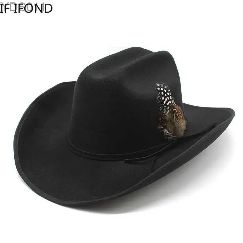 Шляпы с широкими полями, новая ковбойская шляпа в стиле вестерн 9,5 см для мужчин, винтажная шляпа-ковбой, джазовый клош, церковные кепки, сомбреро, Hombre 240319