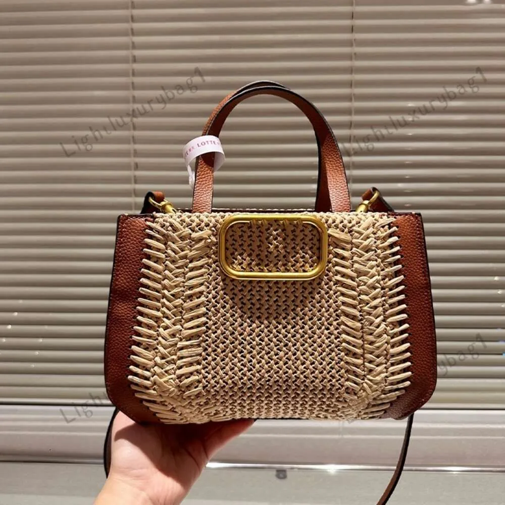 VLT Summer Straw Bag Women Women Square Baske Bag Bag Luxury Loco Tote Designer Beach Bag Bag Bag Rivet Crotgle Crossbod