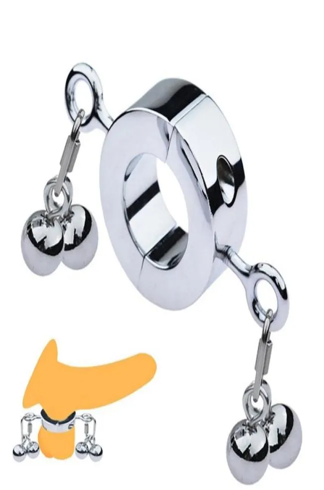 Metall Penis Ring Male Testicle Ball Bår Scrotum Cock Locking Heavy Duty Pendant Weight BDSM Sex Toys For Men Cockrings6372233