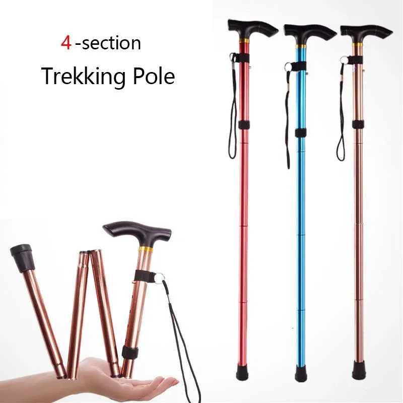 Palos Bastón De Trekking Al Aire Libre Bastón De Senderismo Telescópico Plegable Portátil Bastones De Escalada Nórdicos De 4 Secciones para Hombres Mujeres Ancianos