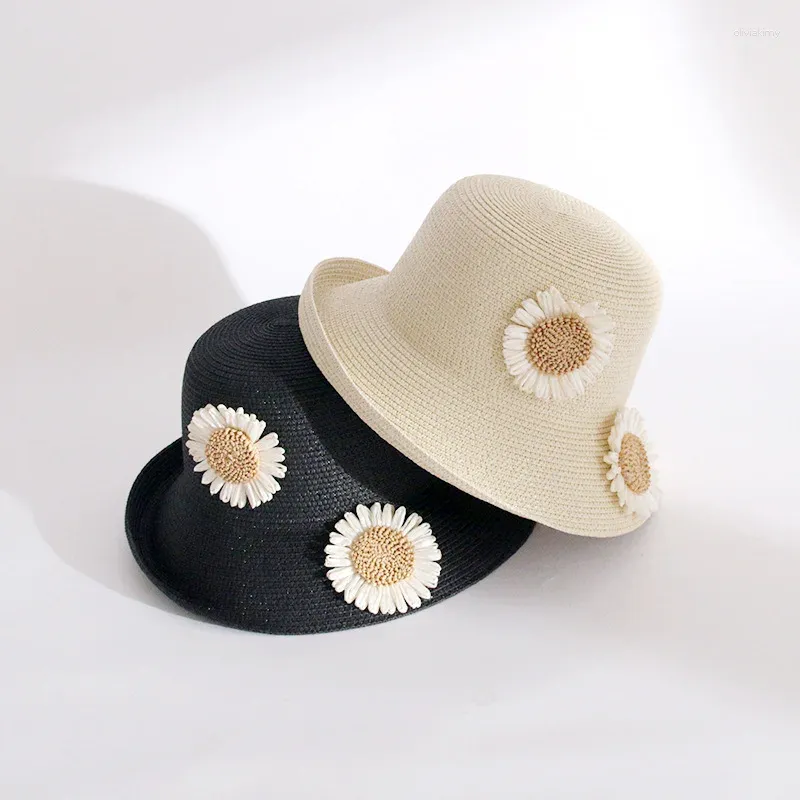 Berets Maxsiti U Elegante Mulheres Bucket Chapéus Flor Protetor Solar Caps Verão Moda Férias Sunshade Beach Hat Sombreros de Mujer