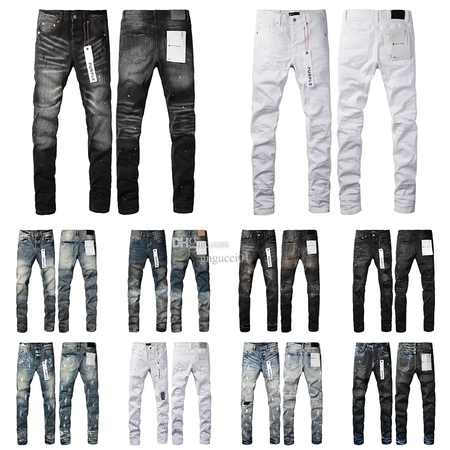 Designer pour hommes jeans violets pour pantalon en denim Fashion Fashion Womens Purple-Brand Trends Black Ripped Biker Slim Fit Motorcycle Pantalon