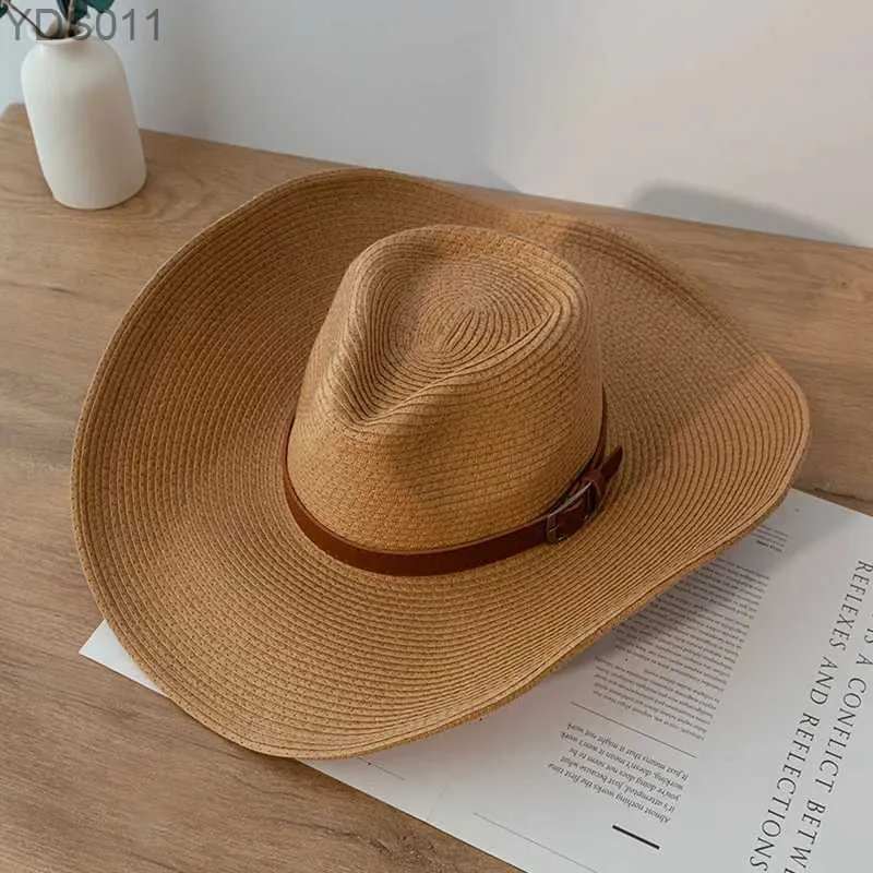 Breda randen hattar hink sommaren stor kant vild sol mössa män och kvinnor utomhus cowboy solskyddsmedel strickbar curling hatt strand fiske avslappnad 240319