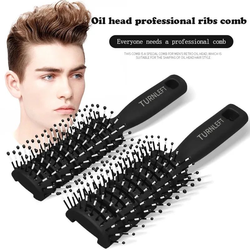 Escova de cabelo masculina de cerâmica, pente redondo, barbeiro, salão de beleza, pente antiestático para massagem do couro cabeludo, ferramenta de penteado 240314