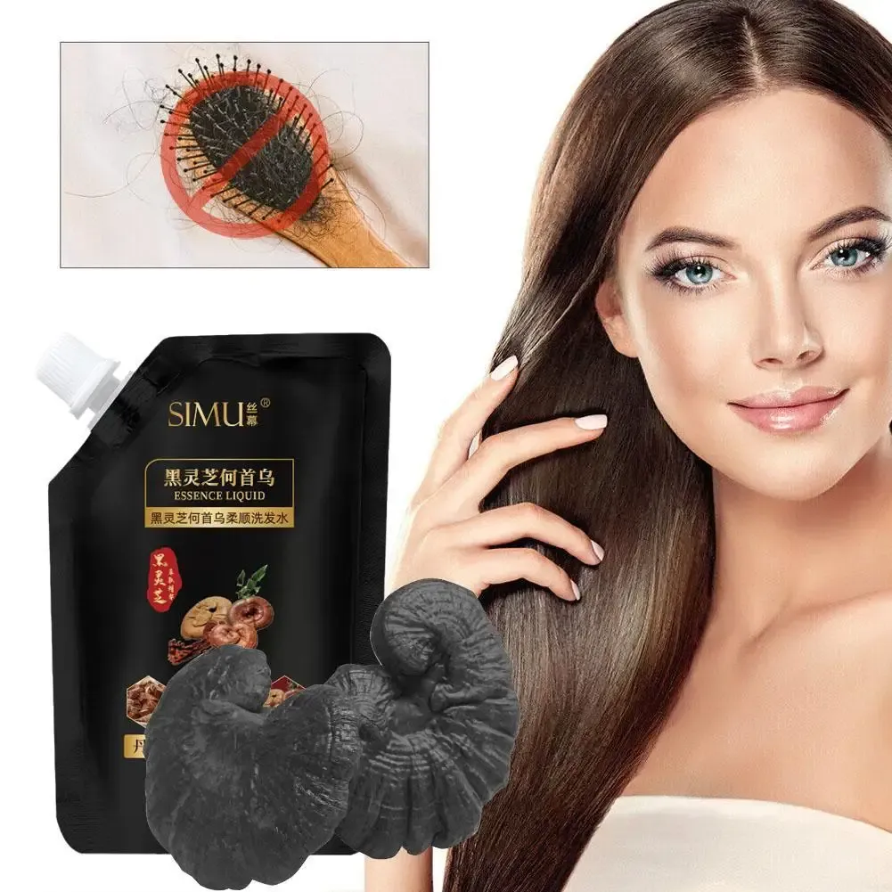 Szampon 200 ml czarny ganoderma multiflorum szampon esencja esencja węzeł czarny miękki błyszczący piankowy szampon szampon miękki dziewczyna suche włosy a8o5