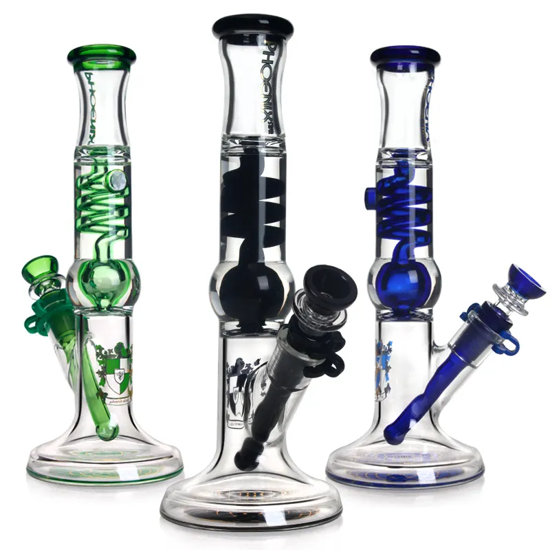 Phoenixstar 11 Inches New Design Glass Water Bongs Glycerin Freezable Coil Bong Tube Glass Water Pipe Smoking Bong Hookah Smoking Heady