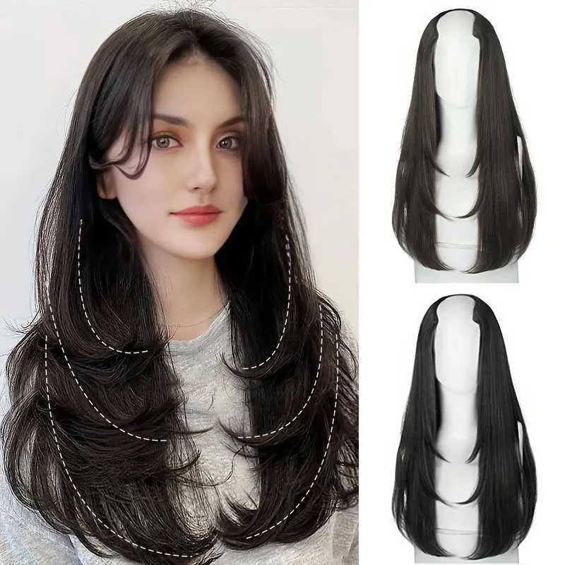 Synthetic Wigs MSTN Synthetic Womens Styling Long Hair Extra Long Hair Synthetic Wigs Layered Hair Top of the Head Increase Hair 240328 240327