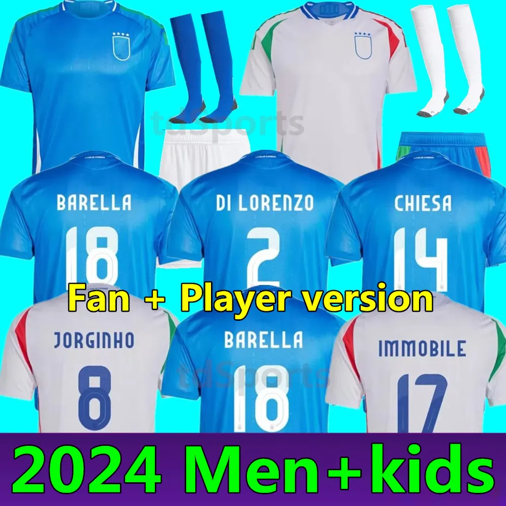 New Italia FANS Player 2024 BONUCCI soccer Jersey JORGINHO INSIGNE VERRATTI Italy FOOTBALL SHIRTS CHIESA BARELLA CHIELLINI PELLEGRINI Men kids KIT