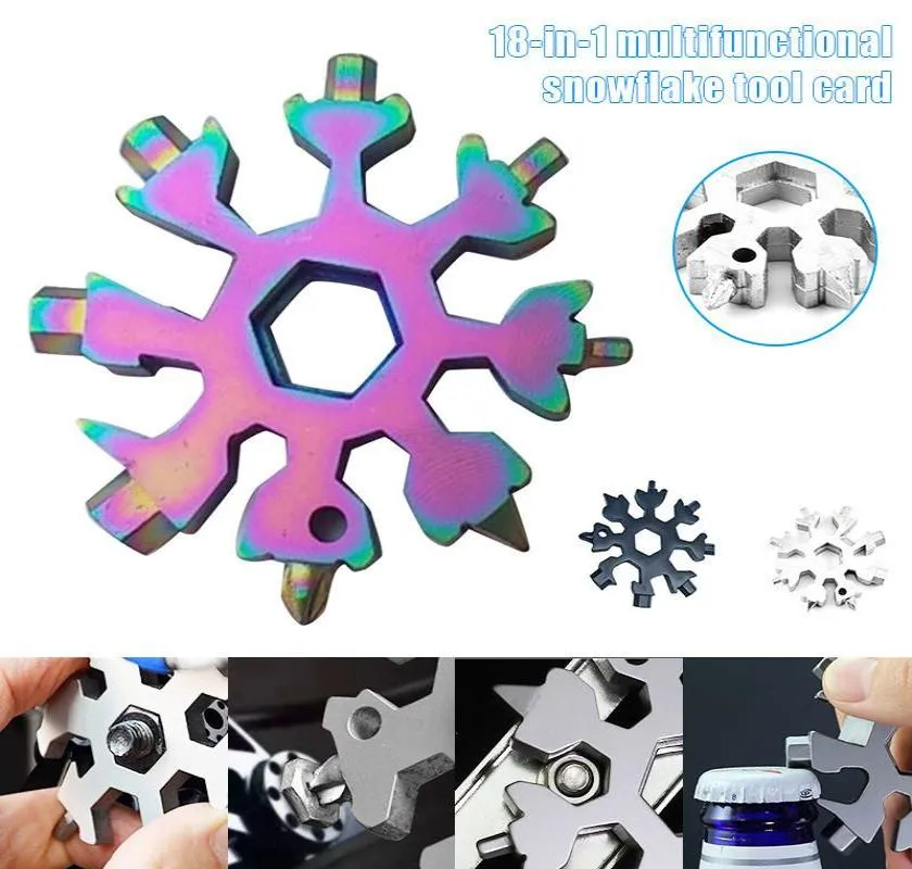 18 In 1 Snowflake Secner Keyasyon Hex Çok Fonksiyonlu Dış Mekan Taşınabilir Anahtar Yüzük Cep Açıcı El Alet Aksesuarları Hayatta Kalma 3120603