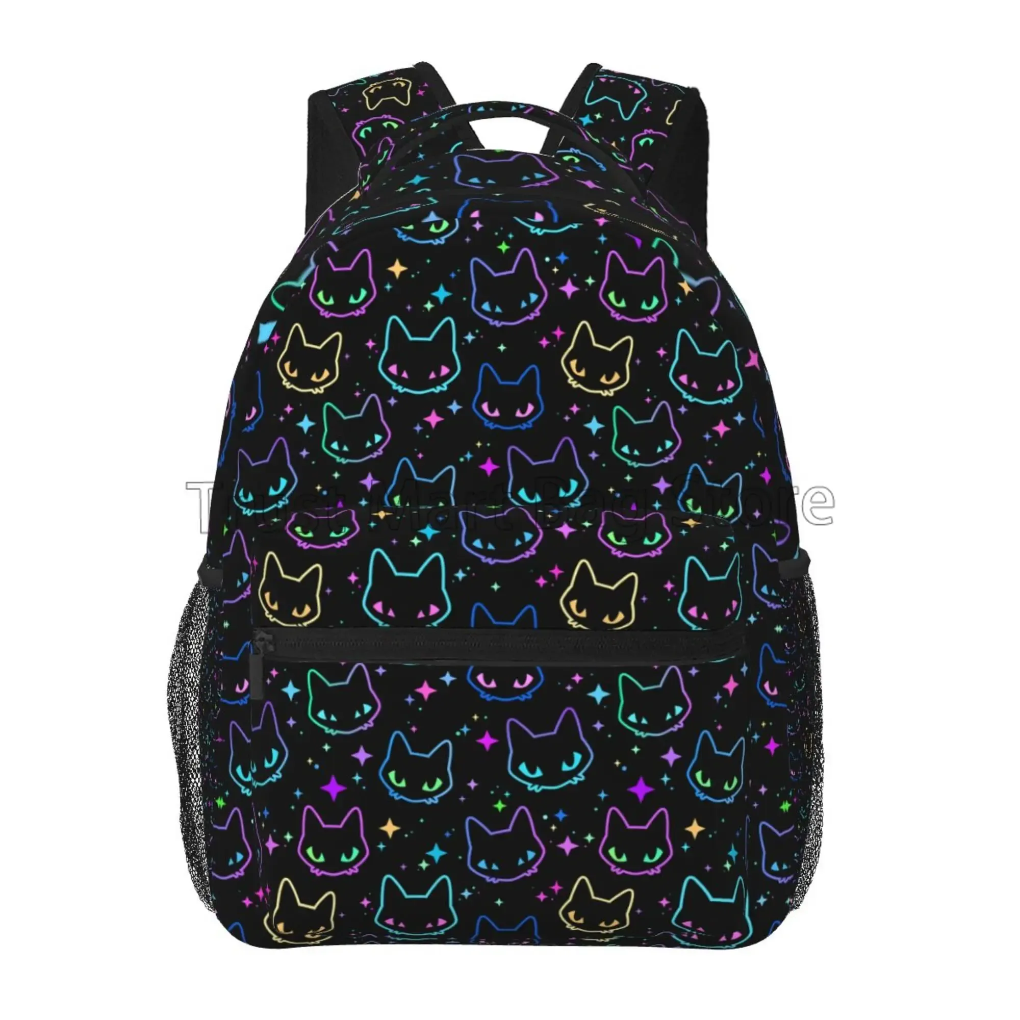 Sacs Têtes de Chat colorées avec Sac à Dos étoile Lumineuse pour Filles garçons étudiant Sac d'école Cartable léger Voyage Ordinateur Portable randonnée Sac à Dos