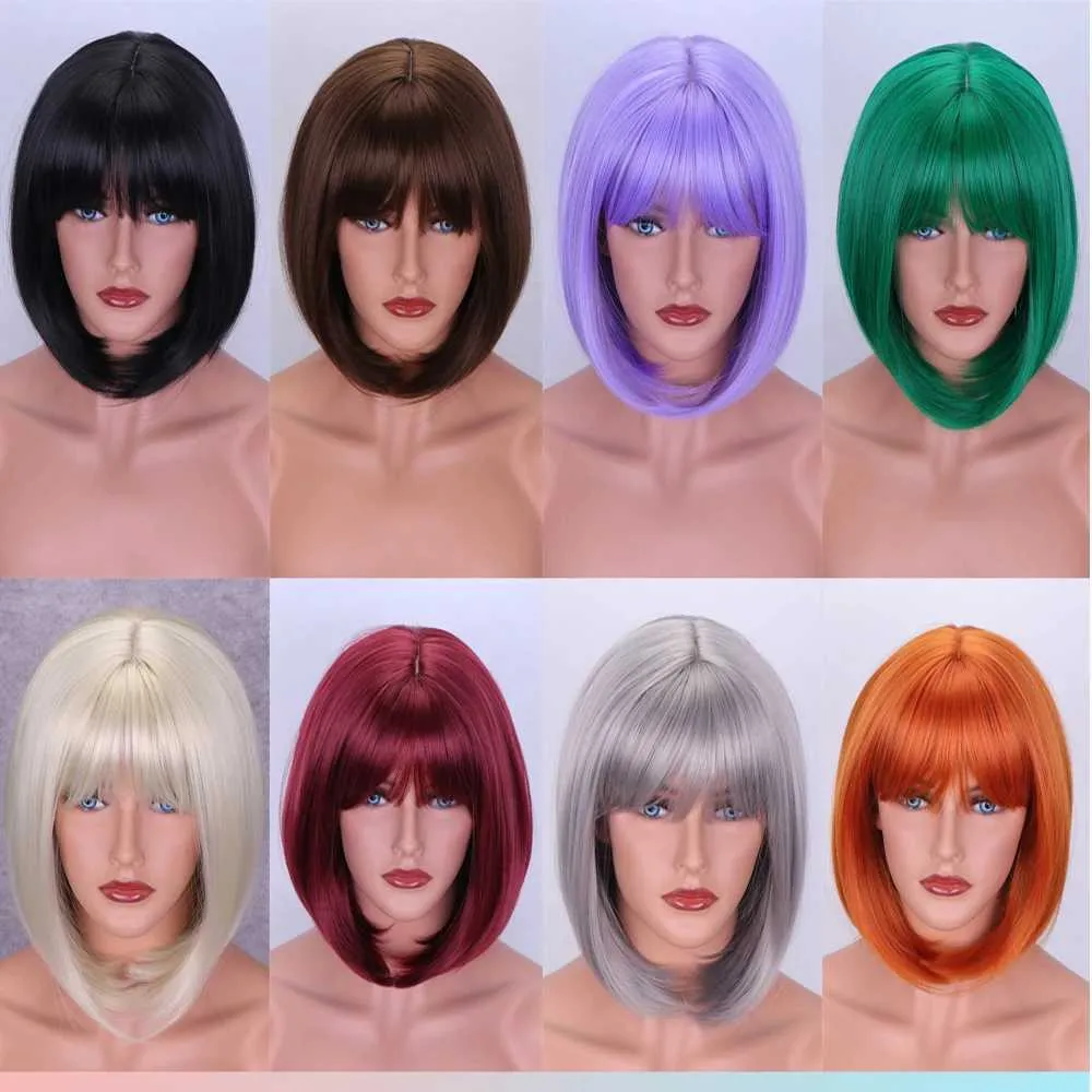 Synthetic Wigs 12 Inch Womens sexy Short straight hair wig bob wig Fashion wig Cosplay Wig Synthetic Wig 240329