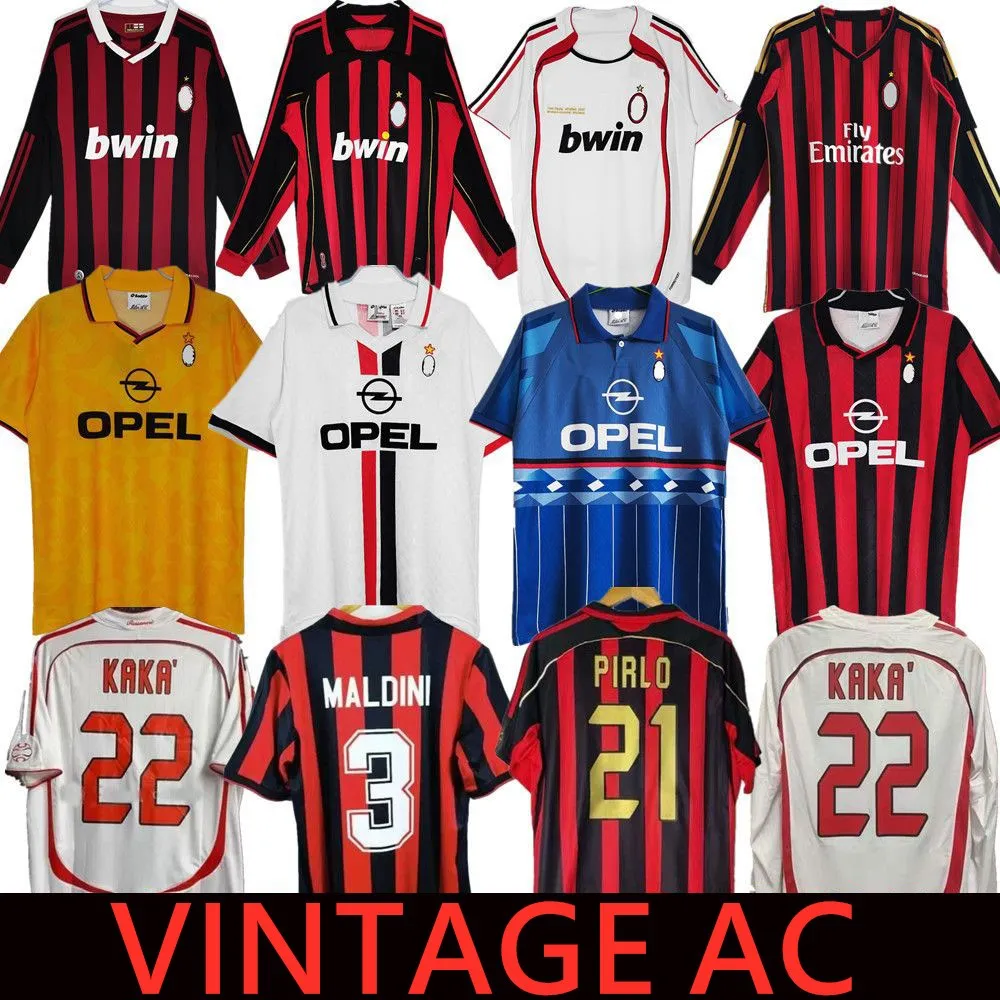 90 91 retro vintage gömlek futbol formaları 95 96 97 Gullit 01 02 03 12 14 15 Maldini Van Basten Futbol Kaka Inzaghi 06 07 Pirlo Shevchenko Baggio Jersey