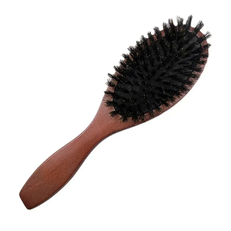 New Arrival Hair Brush Wood Handle Boar Bristle Beard Comb Styling Detangling Straighten Brown Lotus Boar Bristles Massage Comb