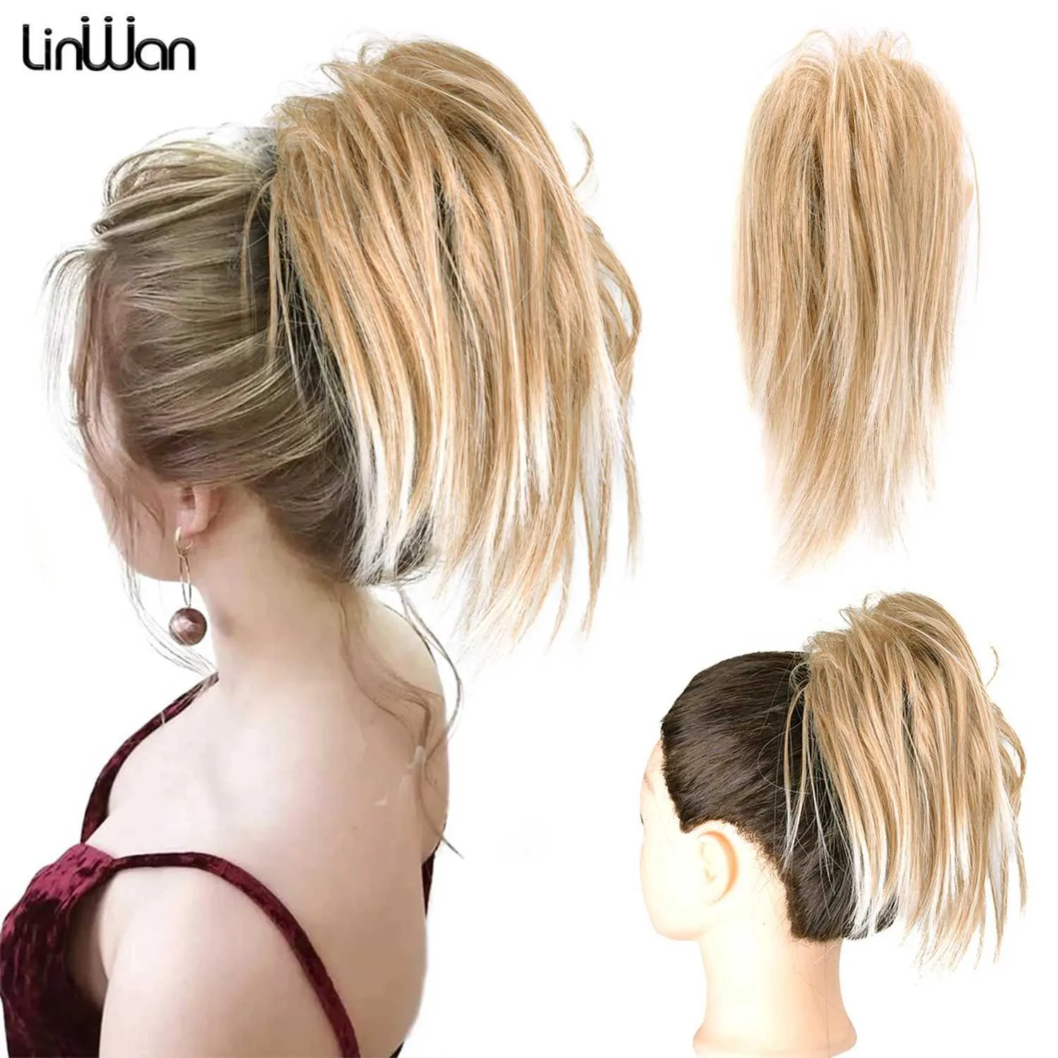 Syntetyczne peruki Hair Akcesoria syntetyczne proste chignon niechlujne puszyste pazurowe włosy bułka chignon hair scrunky opakowanie updo Fałszywe włosy dla kobiet 240328 240327