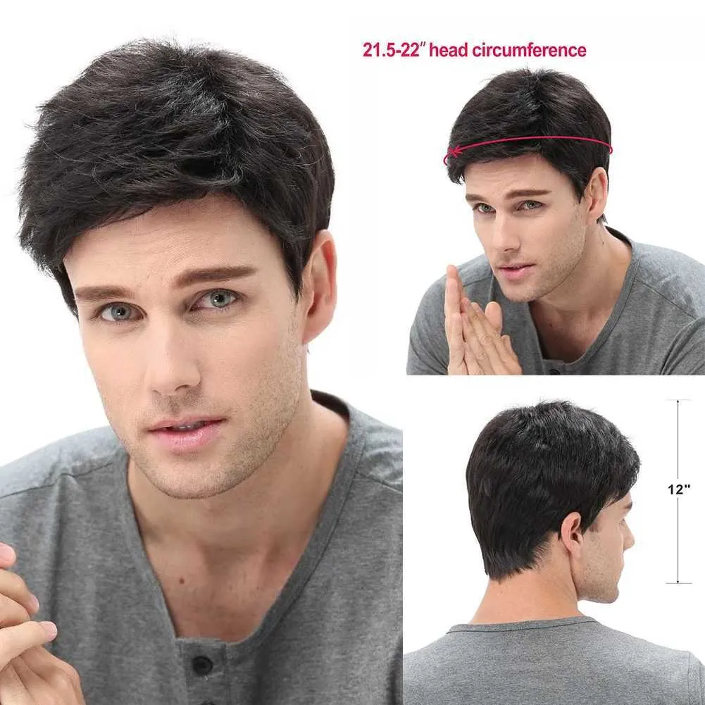 Synthetic Wigs Lace Wigs Short Men Wigs for Straight Synthetic Layer Hair For Man Male Guy Daily Cosplay Party Anime Costume Male Wigs 240328 240327