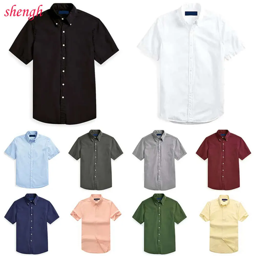 Shengh01 Short Sleeve Shirts Mens Designer Business Dress Fashion Casual Shirt Men Slim Fit Stripe Womens Small Horse Man T Solid Color