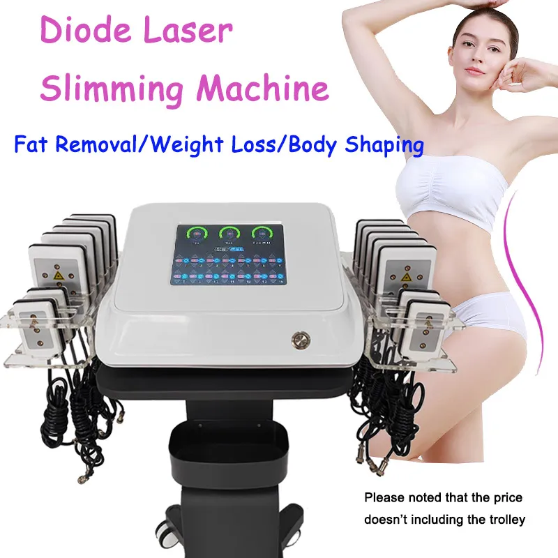 Portable Lipolaser Slimming Machine LIPO Laser Fat Dissolve Weight Loss 14 Diode Laser Plates Cellulite Removal Body Shaping Equipment