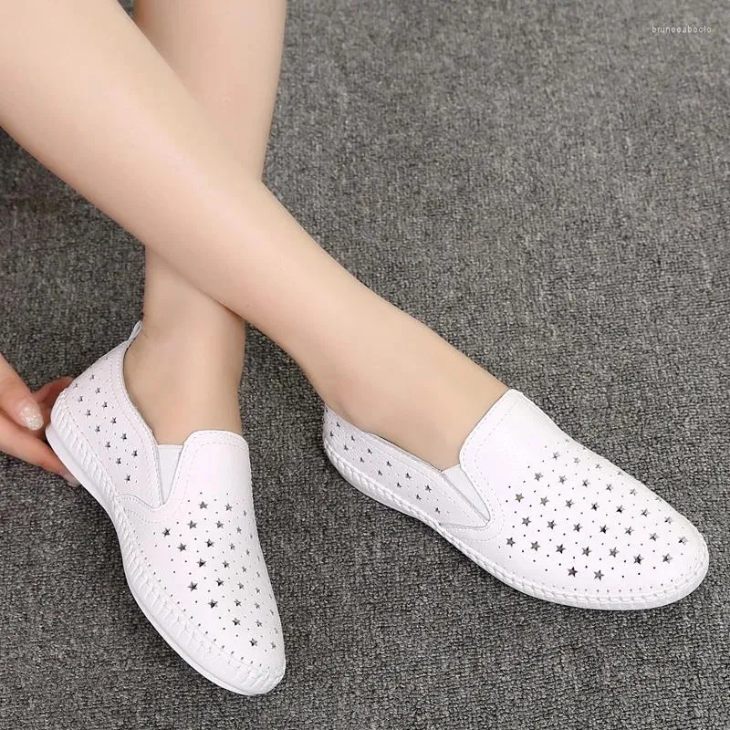 Casual Shoes Women's Summer Single Small White Stars Hollow Loafers for Women Flat Heels