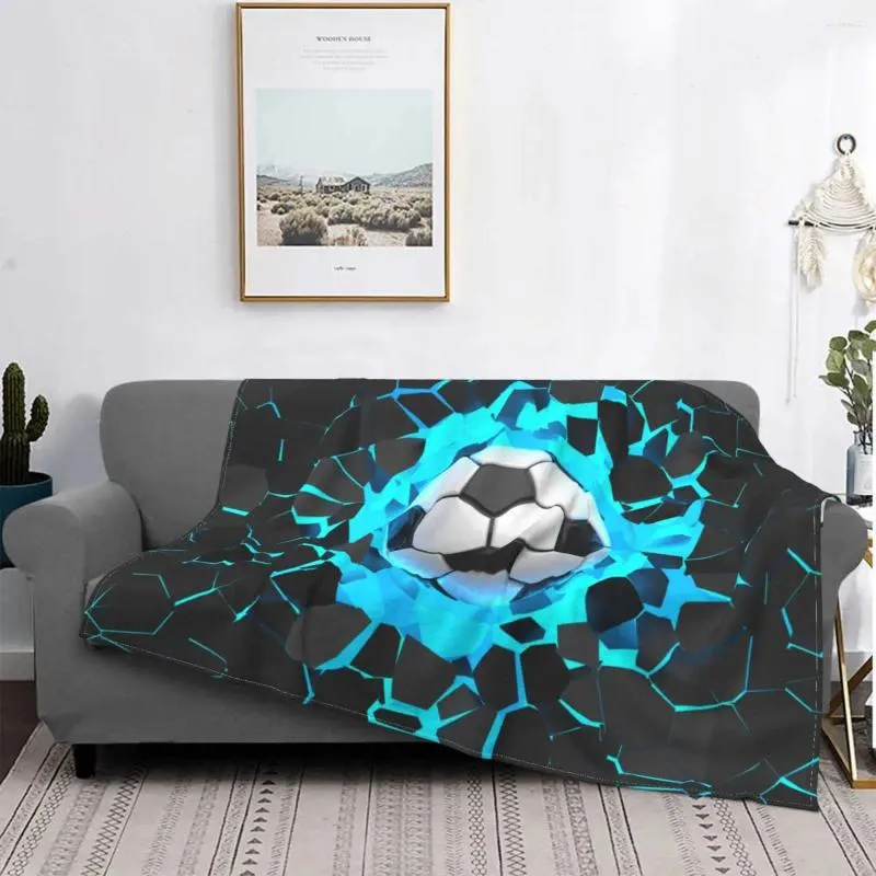 Filtar Soccer Football Balls Flanell Throw Sports Filt för SOFA Outdoor Ultra-Soft Bed Rug