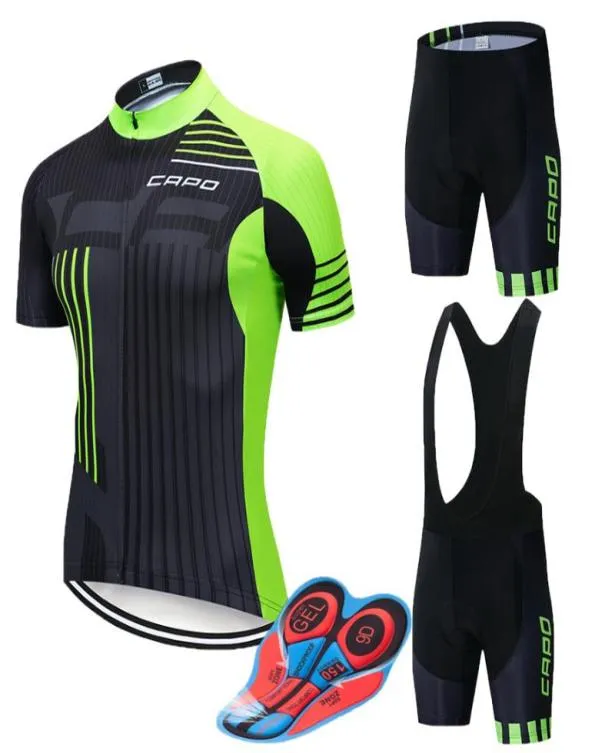 9D Pad Capo 2020 Short Sleeve Cycling Jersey Bib Shorts Summer Breattable Set Bicycle Wear Clothes Ropa Shirt6525563