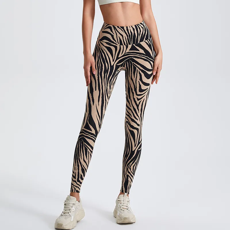 2024 New Zebra Pattern Women Yoga Leggings Women Women High Weist Hip Lift Slim Naked Heaked Whight Stress Wittized Pant Girls Sportswear Pants Long