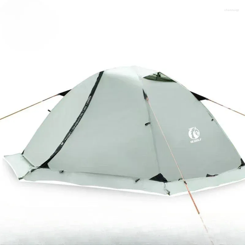 Tentes et abris Tente d'extérieur Hewolf double couche anti-pluie, alpinisme professionnel, randonnée, poteau en aluminium ultra léger, jupe pare-neige