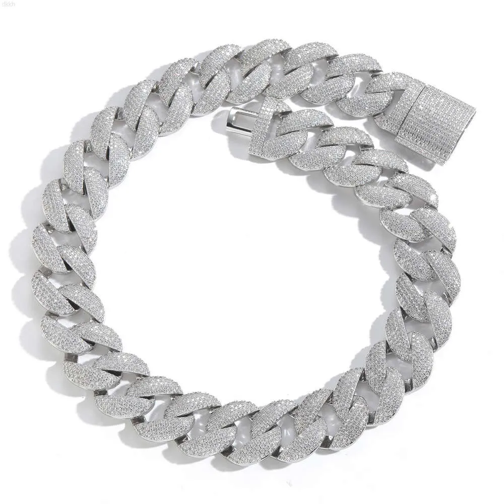 Chaîne cubaine de bulles de 22 mm de large avec 5 rangées de diamants personnalisés et dominateur à la mode à la mode pour hommes