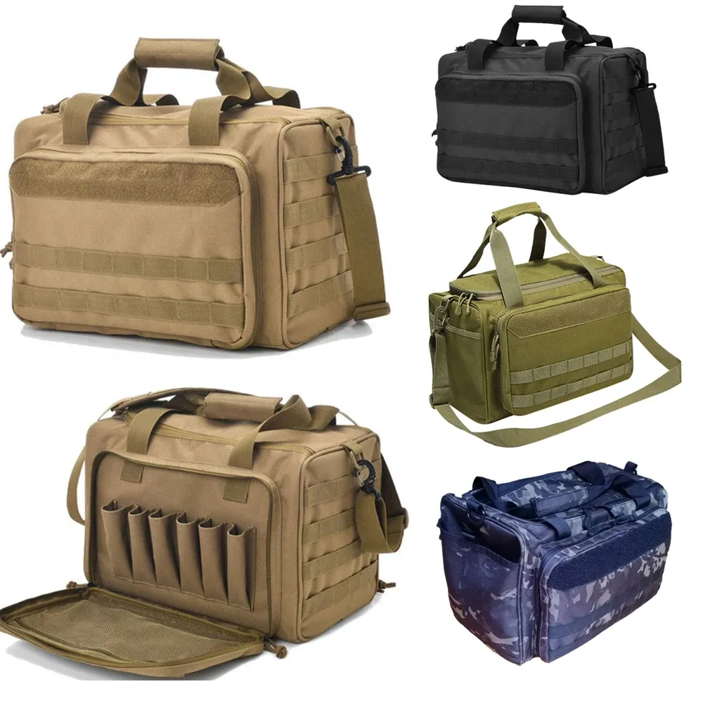 Väskor 600D Molle Gun Pistol Case Pack Khaki Jakt Tillbehör Verktyg Sling Bag Camping Tactical Range Bag Tactical Army Fan Bag
