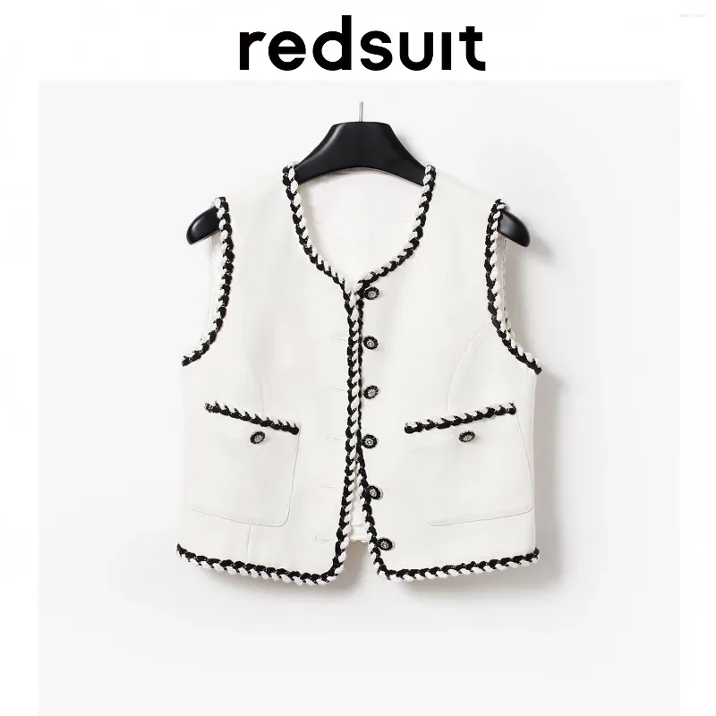 Women's Vests Advanced Elegant Small Fragrance Heavy Industry Handmade Edge Contrast Pocket Vest Folded Short Top Summer