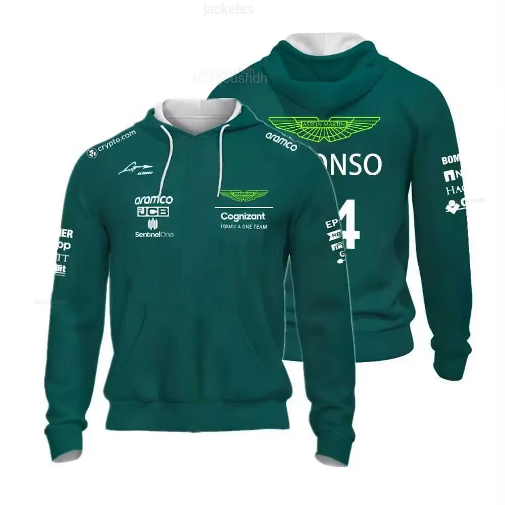 Moletom com capuz masculino 2024 novo carro de corrida F1 Aston Martin n 14 Fernando Alonso fã suéter com capuz jaqueta de esportes radicais ao ar livre
