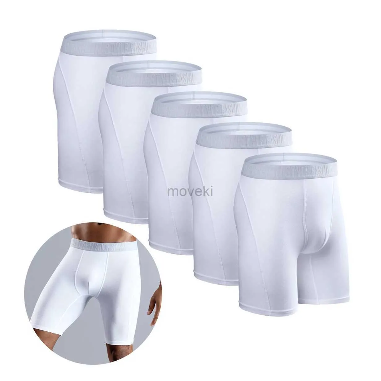 Underpants BONITOS 5pcs Pack Men Boxer Long leg Boxer Men Underwear Men Underpants Natural Cotton Sexy Boxer Shorts Top Brand Underwear 24319