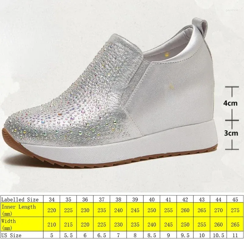 Dress Shoes Krasovki 7cm Synthetic Boots Women Genuine Leather Spring Sexy Fashion Ankle Platform Wedge Bling Rhinestones Pumps Autumn