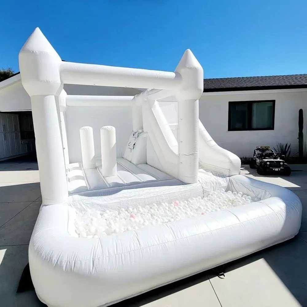 4x4m witte trampolines klein huis springkasteel opblaasbare bodyguard volwassen bruiloft springkasteel uitsmijter combinatie niet de netto muren gratis door luchtverzending