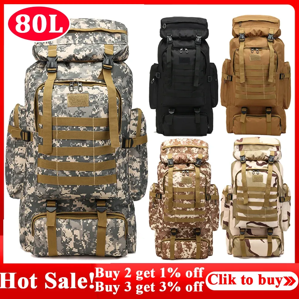 Bags 80L Sports Backpack Waterproof Tactical Backpack 600D Oxford Cloth Bags Rucksacks for Outdoor Military Hunting Climbing Hiking