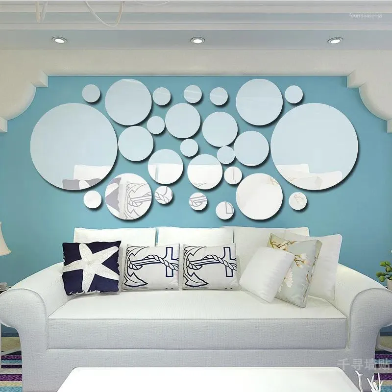 Wall Stickers Multi-piece Package Mirror Surface Home Decoration Accessories For Living Room Decor Mirrored Furniture Wallpaper