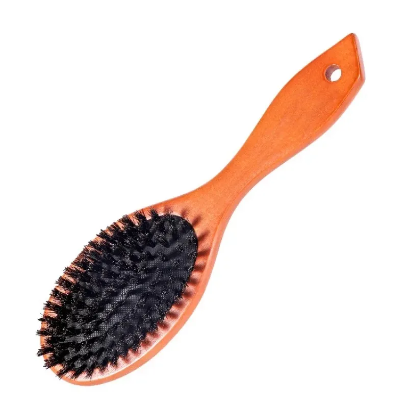 Nuovo arrivo Spazzola capelli Manico in legno Setole di cinghiale Pettine barba Styling Districante Raddrizza Loto marrone Setole di cinghiale Pettine massaggi