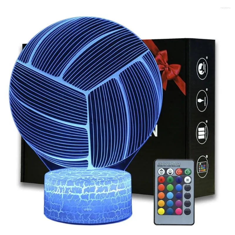 Luzes da noite 3d ilusão voleibol luz esportes lâmpada de mesa crianças quarto decoração presentes criativos para aniversário natal