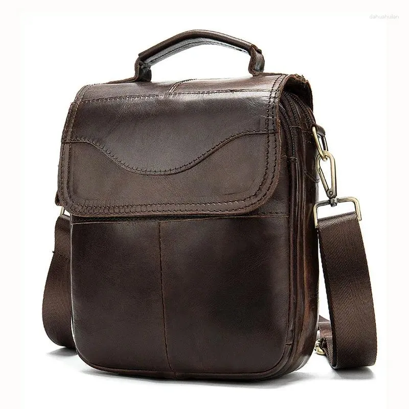 Torba boleke moda oryginalna skórzana teczka na małą firmę Vintage Messenger Crossbody for Mens