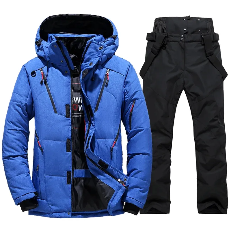 Boots New Ski Suit Men Winter Warm Windproof Outdoor Sports Snow Down Jackets and Pants Male Snowboard Wear Camping Overalls