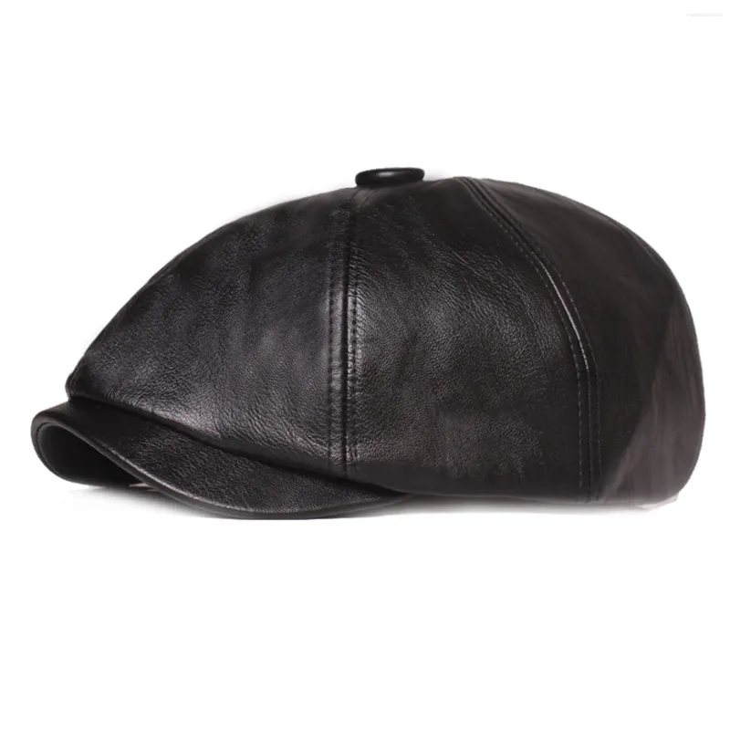 Berets unissex masculino feminino casual falso couro pu ivy sboy taxista gatsby dirigindo trabalho pintor octogonal chapéu boné para homens outerwear