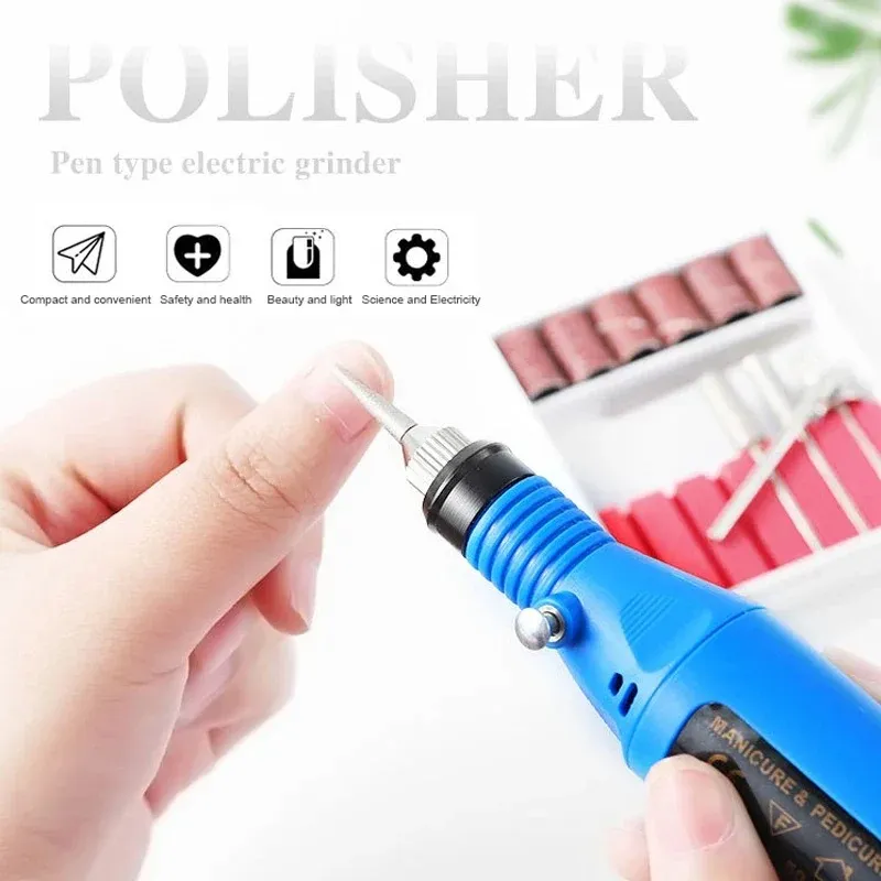 NEW 2024 1 Set Professional Electric Nail Drill Machine Manicure Milling Cutter Nail Art File Grinder Grooming Kits Nail Polish Remover