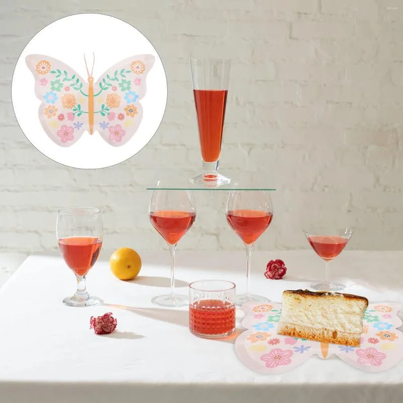 Dininarwarware descartável 16 PCS Plato Butterflies Supplies de festa de papel pratos de piquenique pratos de pratos de flauta de talheres impressão