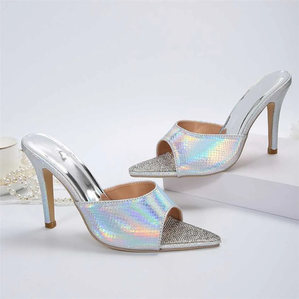 Hip Gold Diamond Sandal Fashion Pointed High Sandles Heels Sandals Slippers For Summer Sandal Women 240228