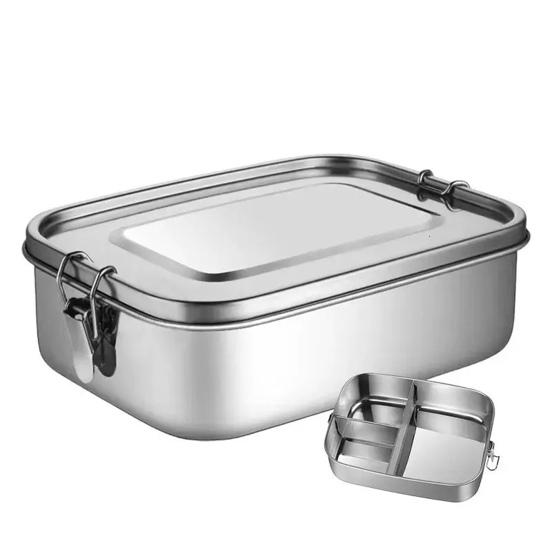 1/2/3 grades 304 aço inoxidável lancheira recipiente de alimentos bento caixa de grau superior lanche armazenamento compartimento lancheira utensílios de cozinha 240307