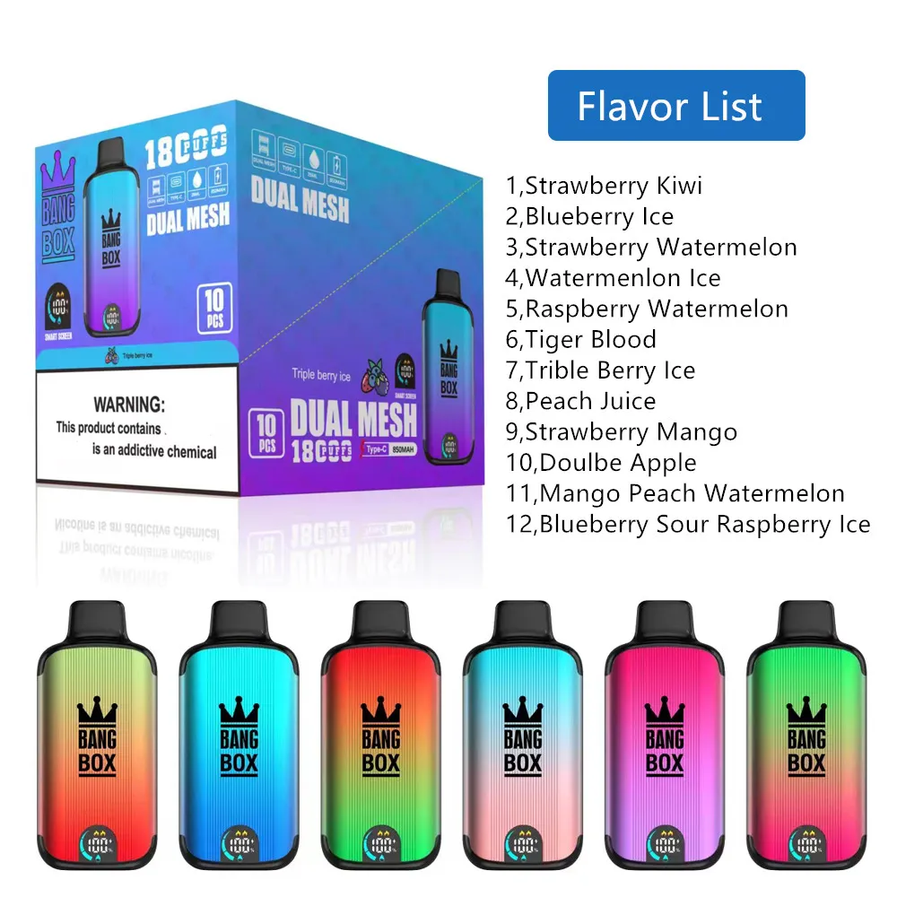 Puff Vapes jetables Cigarette électronique Original Hifancy Puff 15k BangBox Led Digital 18000 Puffs Bar Stylo Vape jetable Saveur Banane Vapers Puff 15000