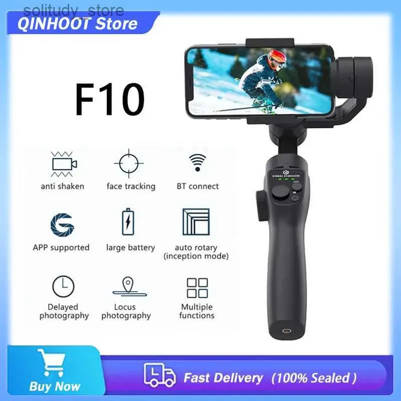 Stabilisatoren F10 3-Axis Handheld Universal Joint Smartphone Stabilisator Telefoon Selfie Stick Geschikt voor Android iPhone Vlog Anti Shake Video-opname Q240319