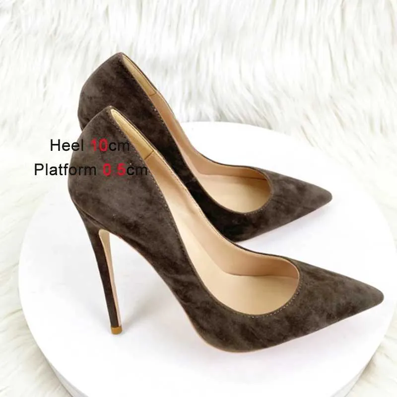 Scarpe eleganti Tacchi alti in pelle scamosciata viola 12CM Suola in gomma antiscivolo Moda Ufficio Estate Nuove scarpe a punta Décolleté Donna Taglie forti 43 H24032502