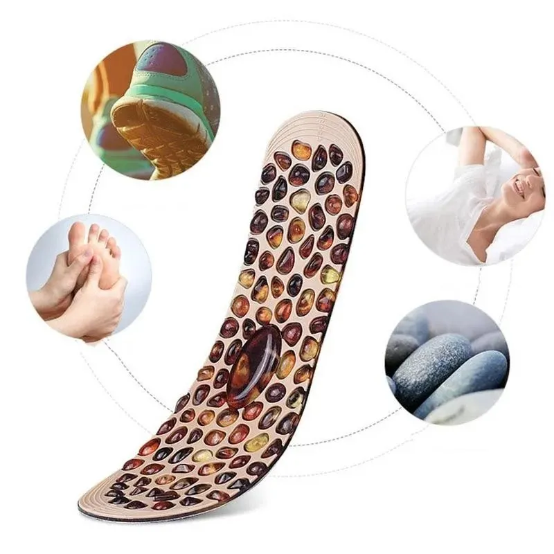 2024 Acupressure Magnetic Massage Foot Therapy Reflexology Unisex Insole Shiatsu Pain Insoles Relief Massager Therapy Pebble